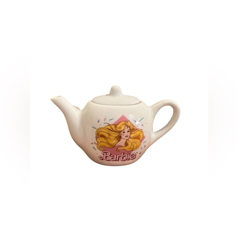 Barbie Ceramic Tea Set 15 Piece Mini Cups Saucers Plates 1989 Chilton Globe Inc. - Picture 4 of 6